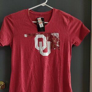 Oklahoma Sooners Women's Medium Short Sleeve T-Shirt Red Scoop Neck OU NCAA